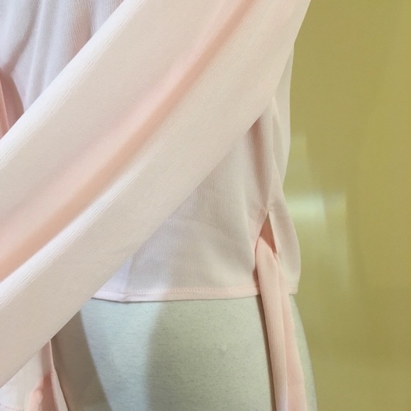 Blush Tie Front Surplice Wrap Around Blouse - Picture 4 of 6